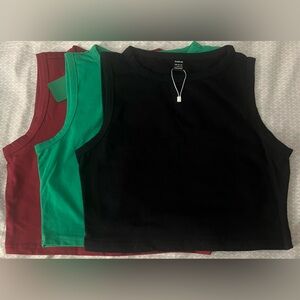 SHEIN Black, Green, and Red Crop Tops